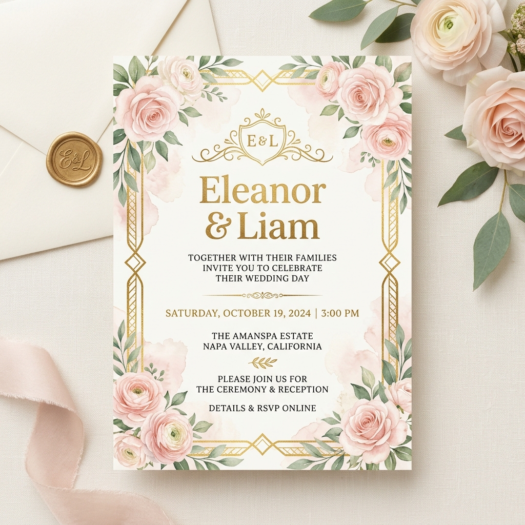 Classic wedding invitation theme by Fauxi