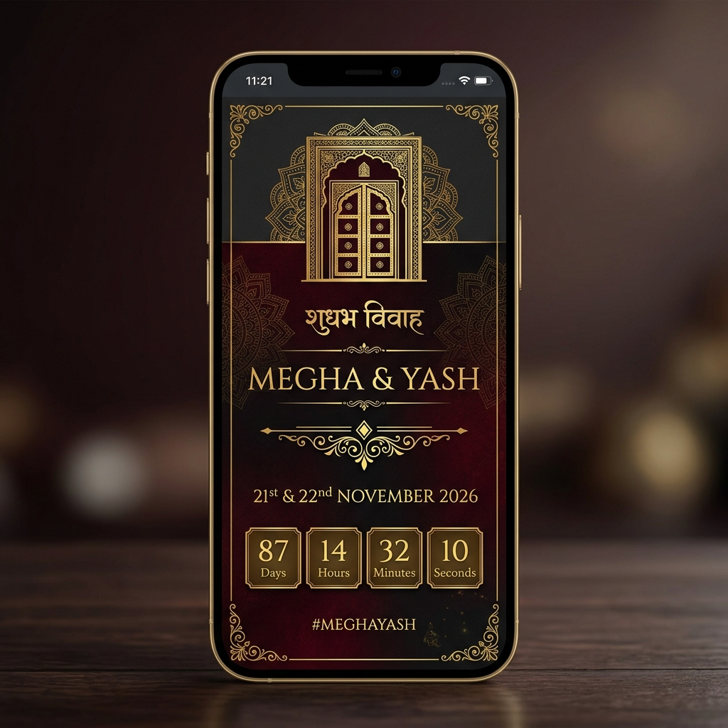 Megha and Yash Royal Marwadi wedding invitation website by Fauxi