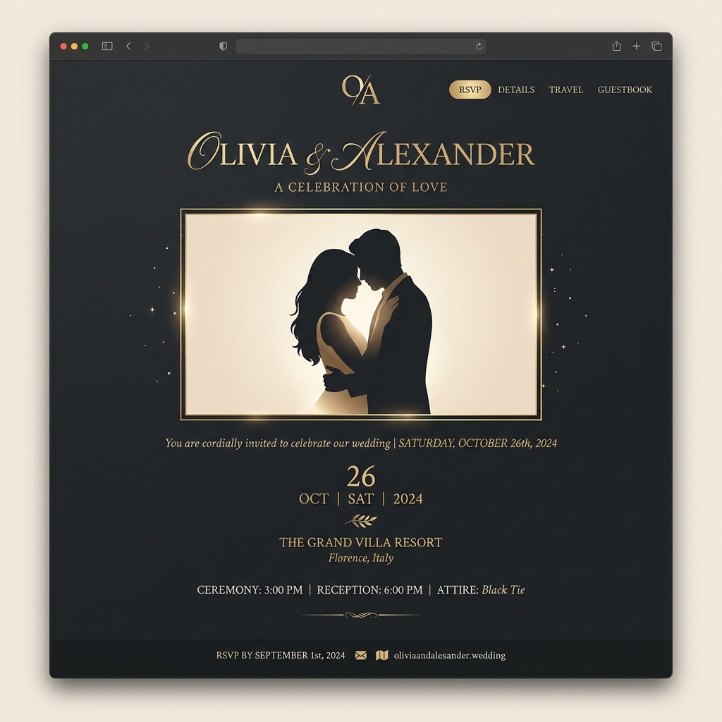 Modern luxury wedding invitation theme by Fauxi